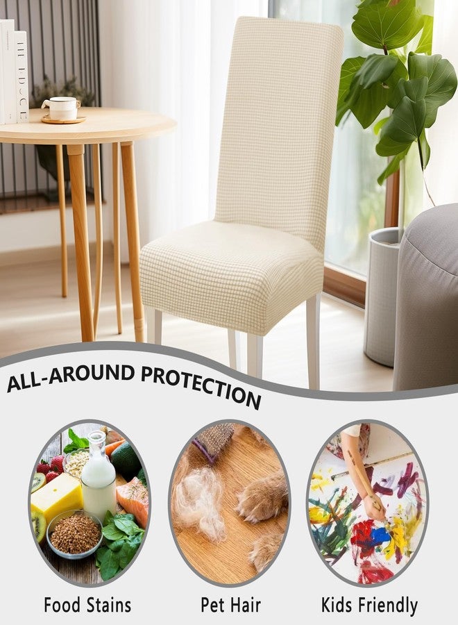 Promindflyplka Dining Room Chair Covers,Chair Covers Set of 4, Soft and Stretchy,Cat Scratch Protection, Cream White, Jacquard Fabric, Dining Chair Cover Banquet Wedding, Kitchen, Hotel, Celebration - Image 5